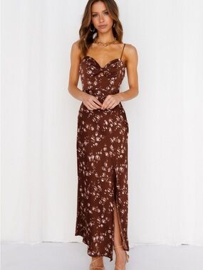 GIMME WHIPLASH MIDI DRESS BROWN